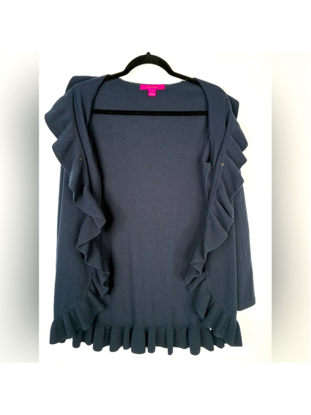 Lilly Pulitzer Navy waterfall 100% cashmere cardigan size s #0042 - Picture 14 of 15